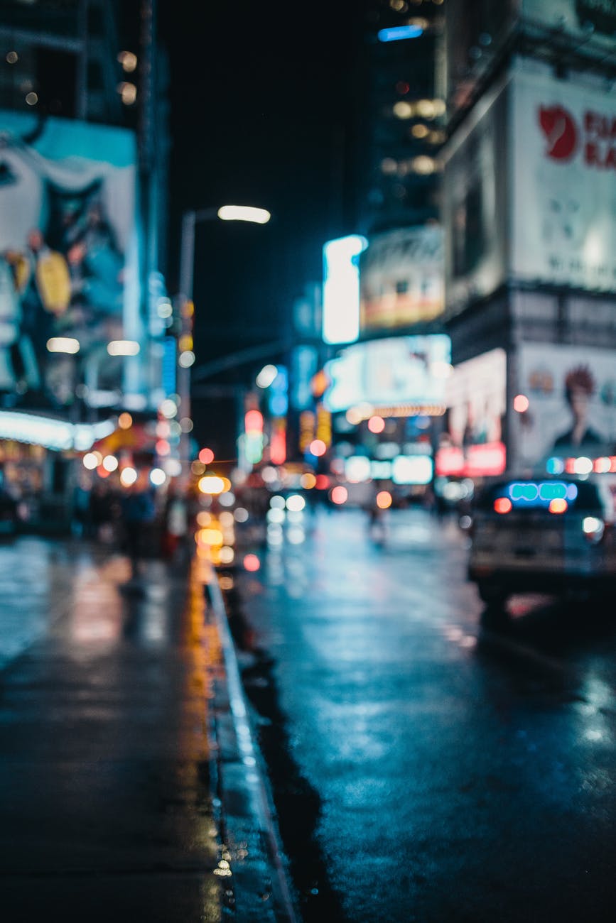blurred shot of a city at night